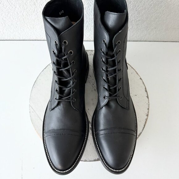 NEW Lane Mens Black Ankle Boots Size 12.5 Lace-up Casual Genuine Leather Sole - Picture 6 of 11